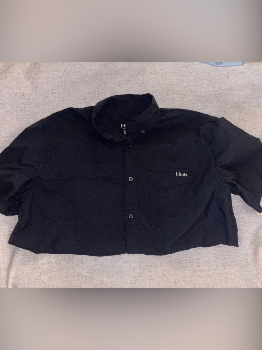Huk Black Short-Sleeve Lightweight Jacket Shirt